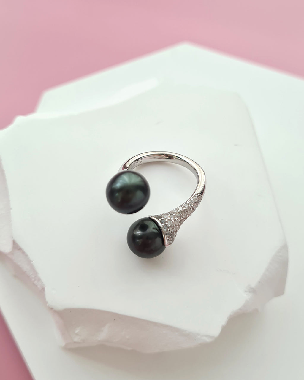 Double Pearl Tahitian Pearl Open Ring, Pearl Jewelry in Singapore