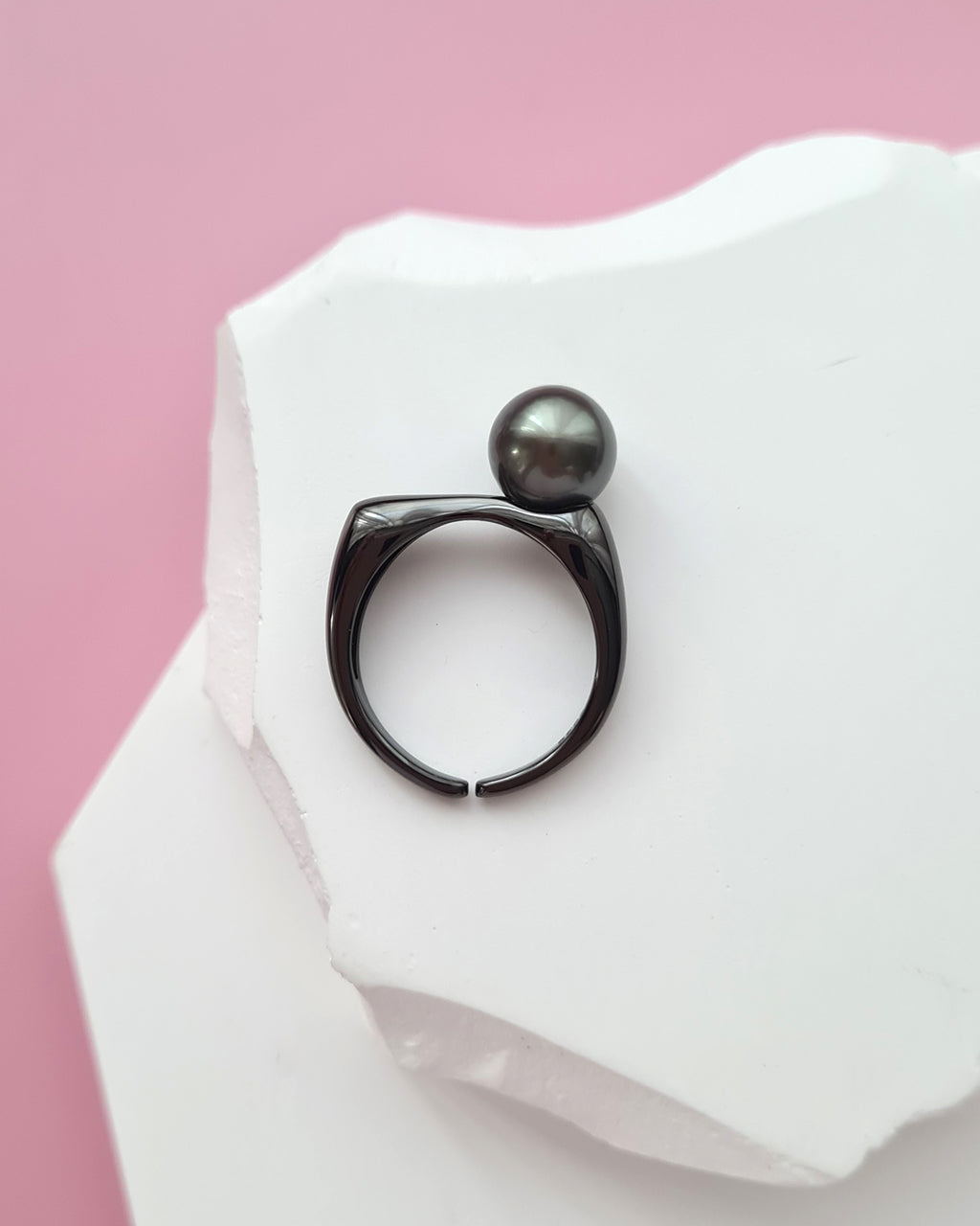 Tahitian Pearl Ring - Simply Black Pearl Ring Unisex Pearl Jewelry