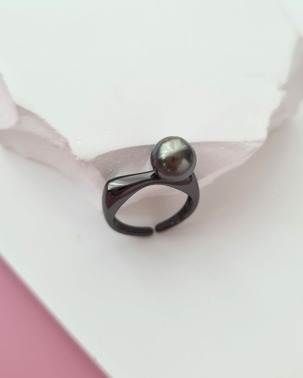 Tahitian Pearl Ring - Simply Black Pearl Ring Unisex Pearl Jewelry