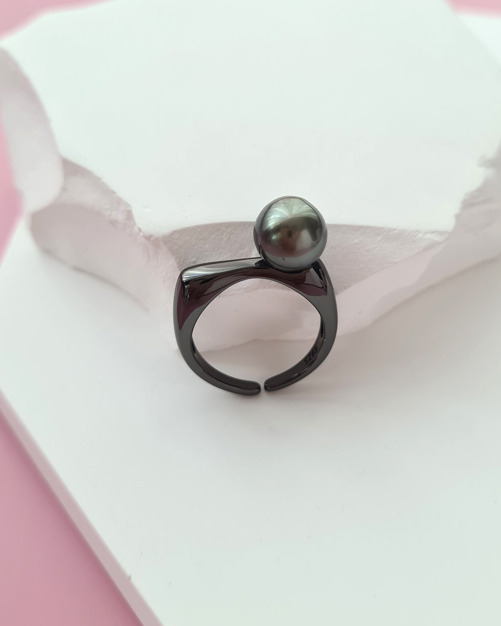 Tahitian Pearl Ring - Simply Black Pearl Ring Unisex Pearl Jewelry