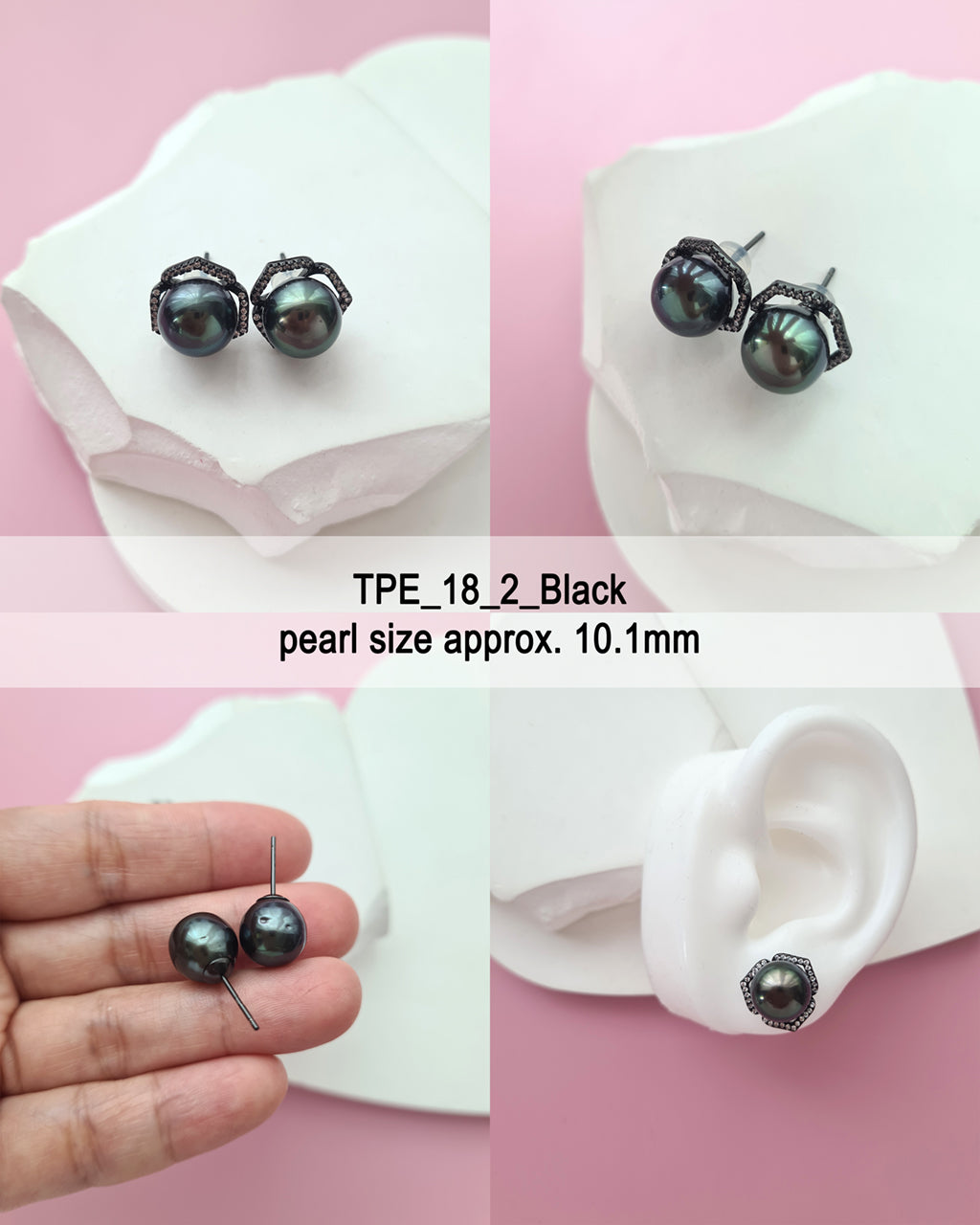Tahitian Pearl Stud Earrings with Flora Ear Jackets
