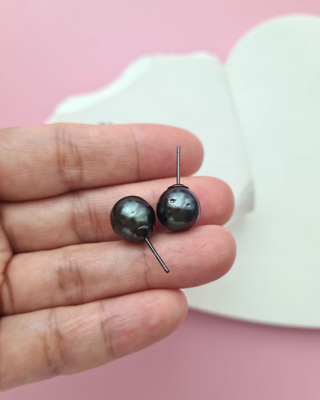 Tahitian Pearl Stud Earrings with Flora Ear Jackets