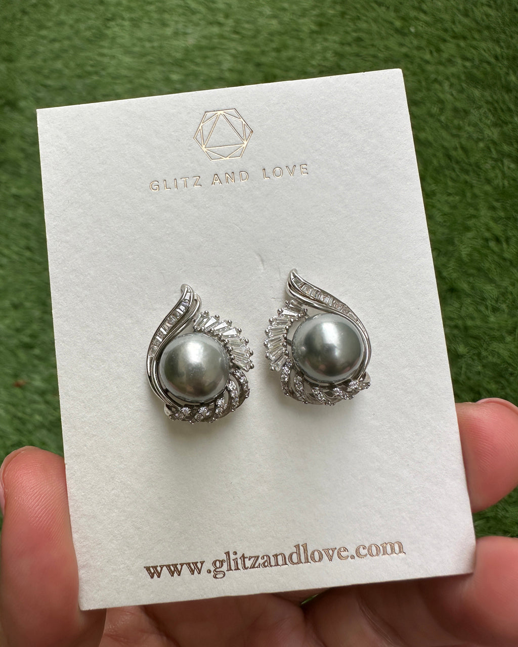 Tahitian Pearl Earrings - Fancy Statement Grey Tahitian Pearl Stud Earrings