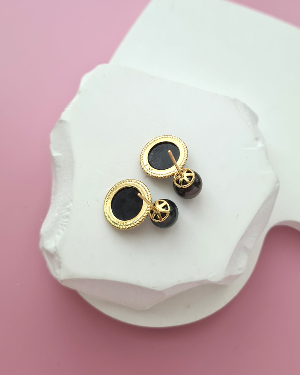 Tahitian Pearl and Mother of Pearl Earrings, Handmade Pearl Jewelry in Singapore