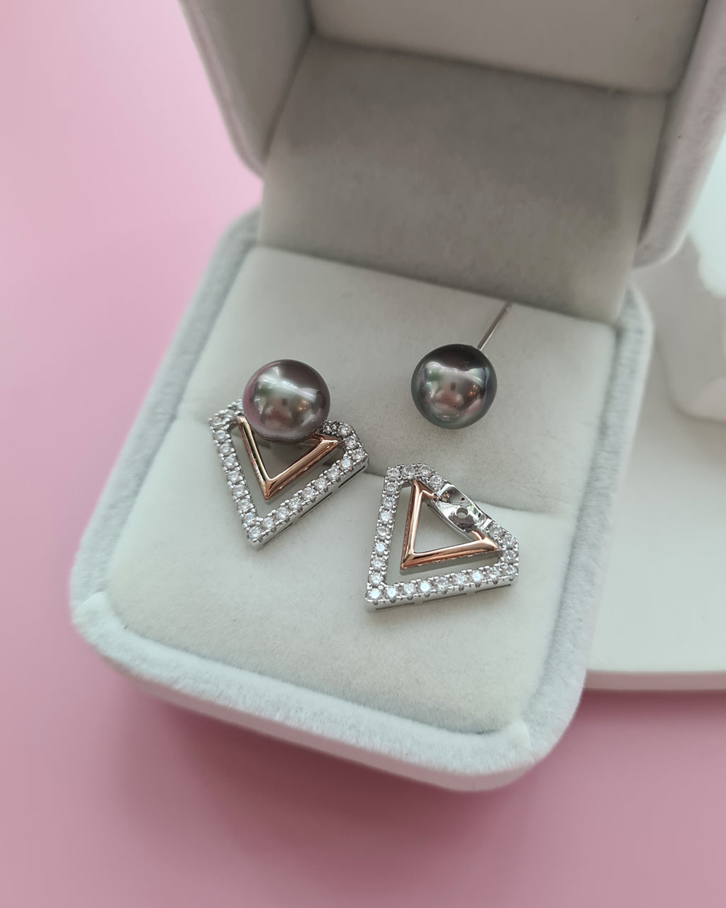 Tahitian Pearl Earrings - Detachable Jacket Stud Earrings Pearl, Pearl Jewelry in Singapore