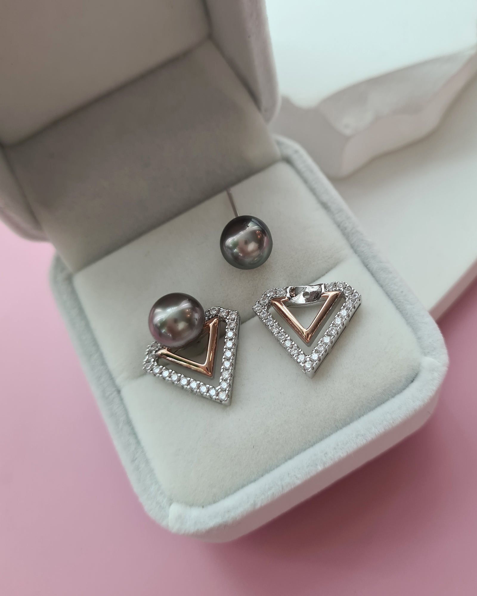 Tahitian Pearl Earrings - Detachable Jacket Stud Earrings Pearl, Pearl Jewelry in Singapore