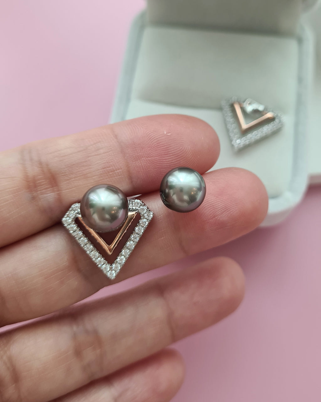 Tahitian Pearl Earrings - Detachable Jacket Stud Earrings Pearl, Pearl Jewelry in Singapore