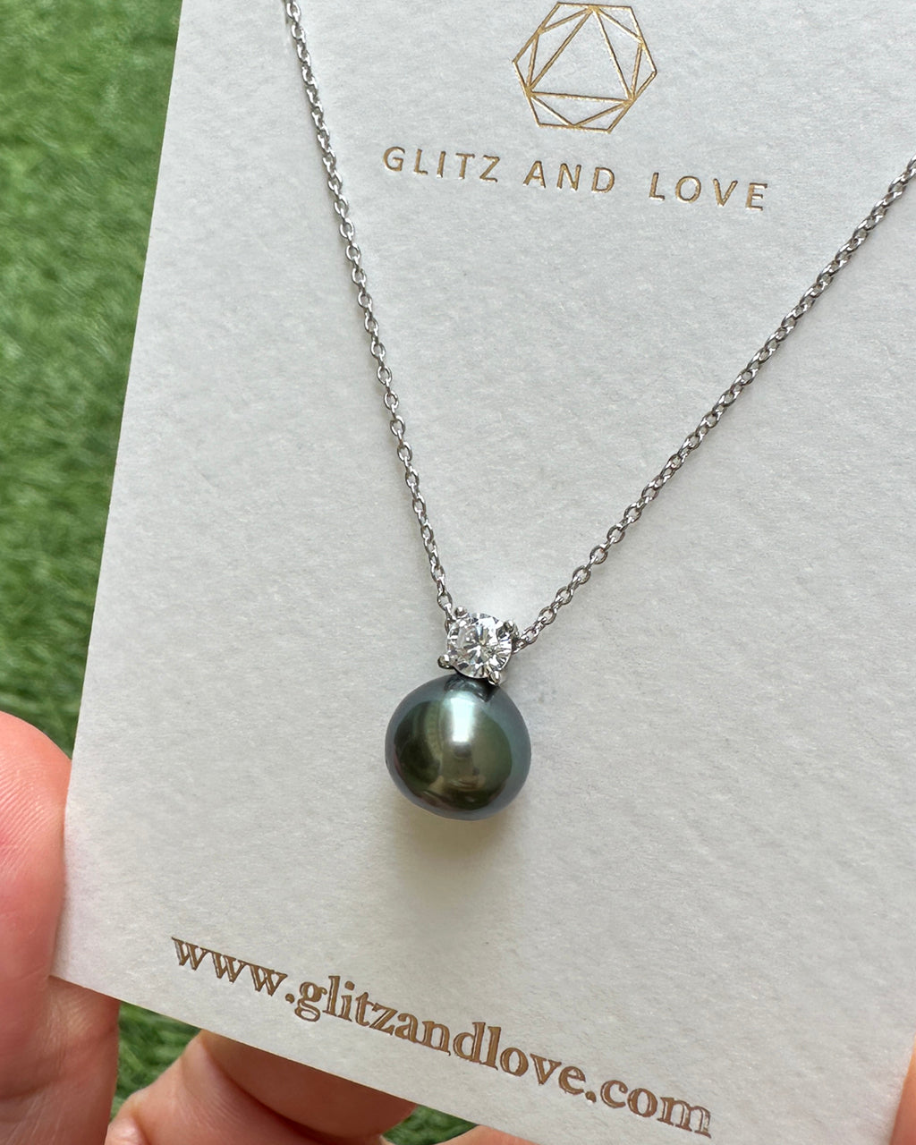 Tahitian Pearl Necklace - Minimalist Pearl Necklace Sterling Silver