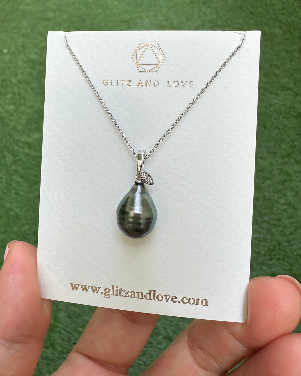 Tahitian Pearl Necklace - Teardrop Pear Pearl Pendant Necklace Sterling Silver