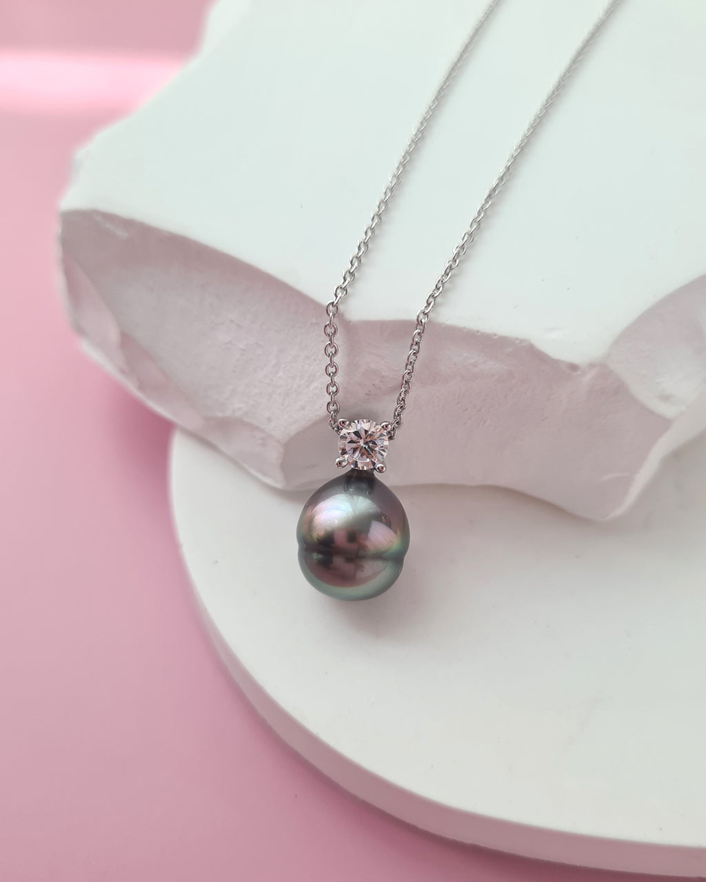 Tahitian Pearl Necklace - Purple Sheen Pearl Drop Pendant in Singapore