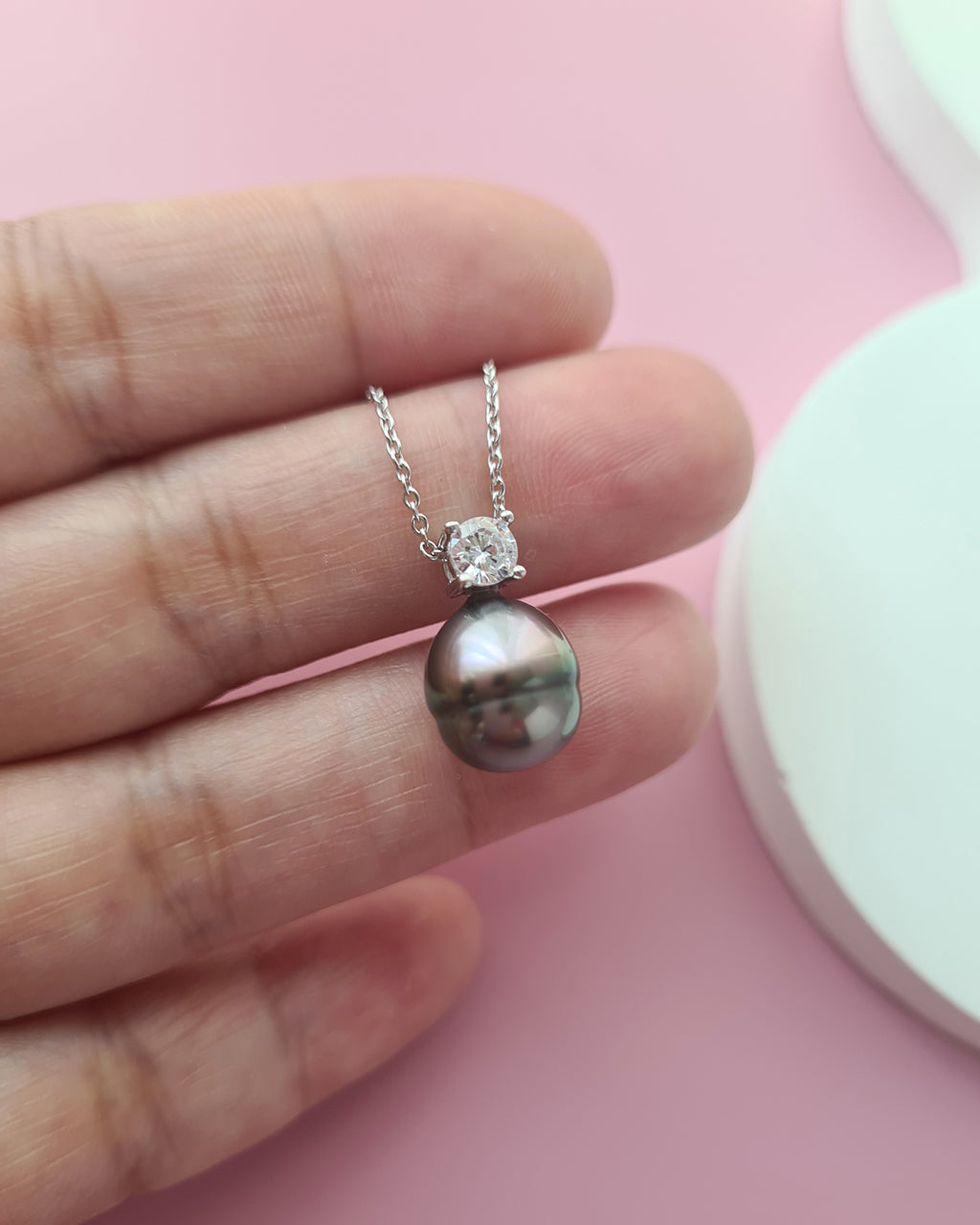 Tahitian Pearl Necklace - Purple Sheen Pearl Drop Pendant in Singapore