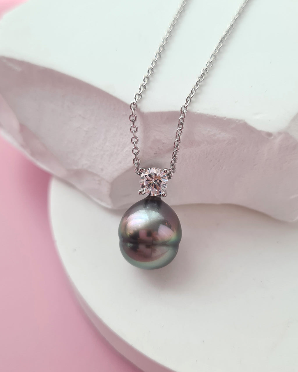 Tahitian Pearl Necklace - Purple Sheen Pearl Drop Pendant in Singapore
