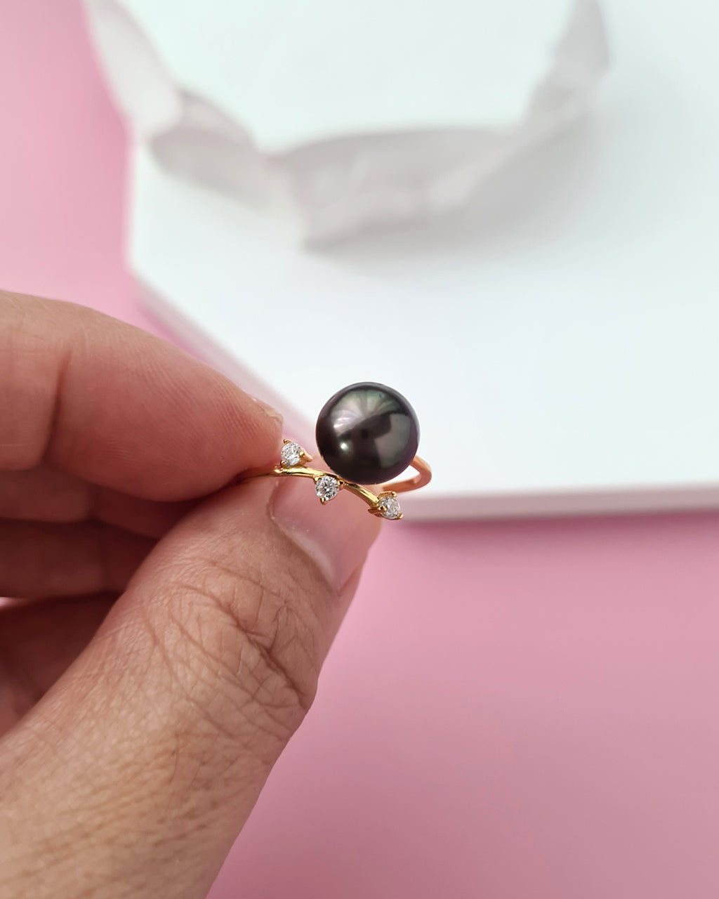 Tahitian Pearl Ring - Simple Open Ring