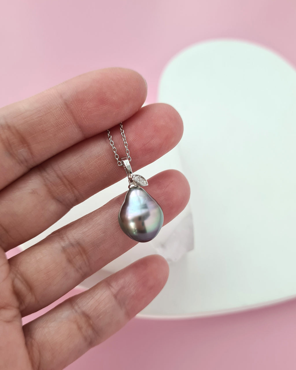 Tahitian Pearl Necklace - Pear Pendant, modern elegant pearl jewelry in Singapore