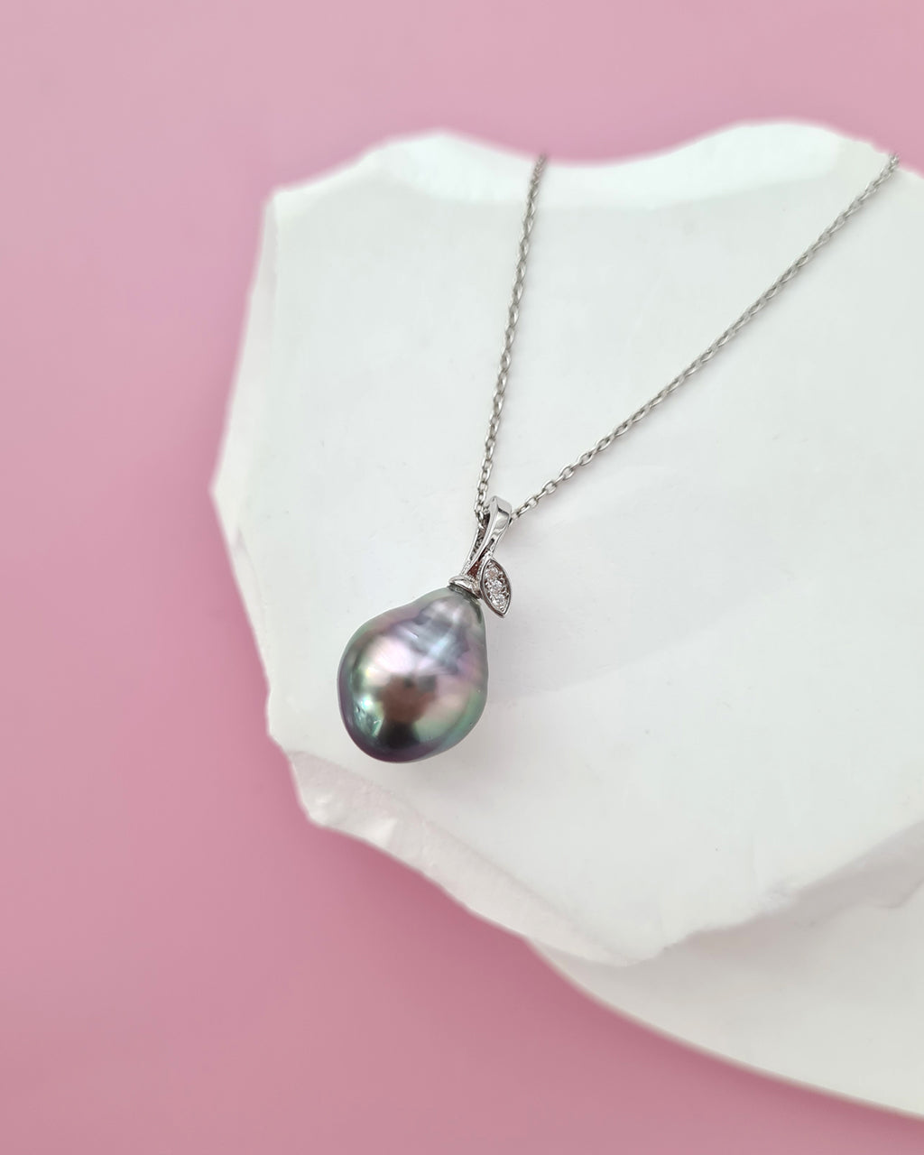 Tahitian Pearl Necklace - Pear Pendant, modern elegant pearl jewelry in Singapore