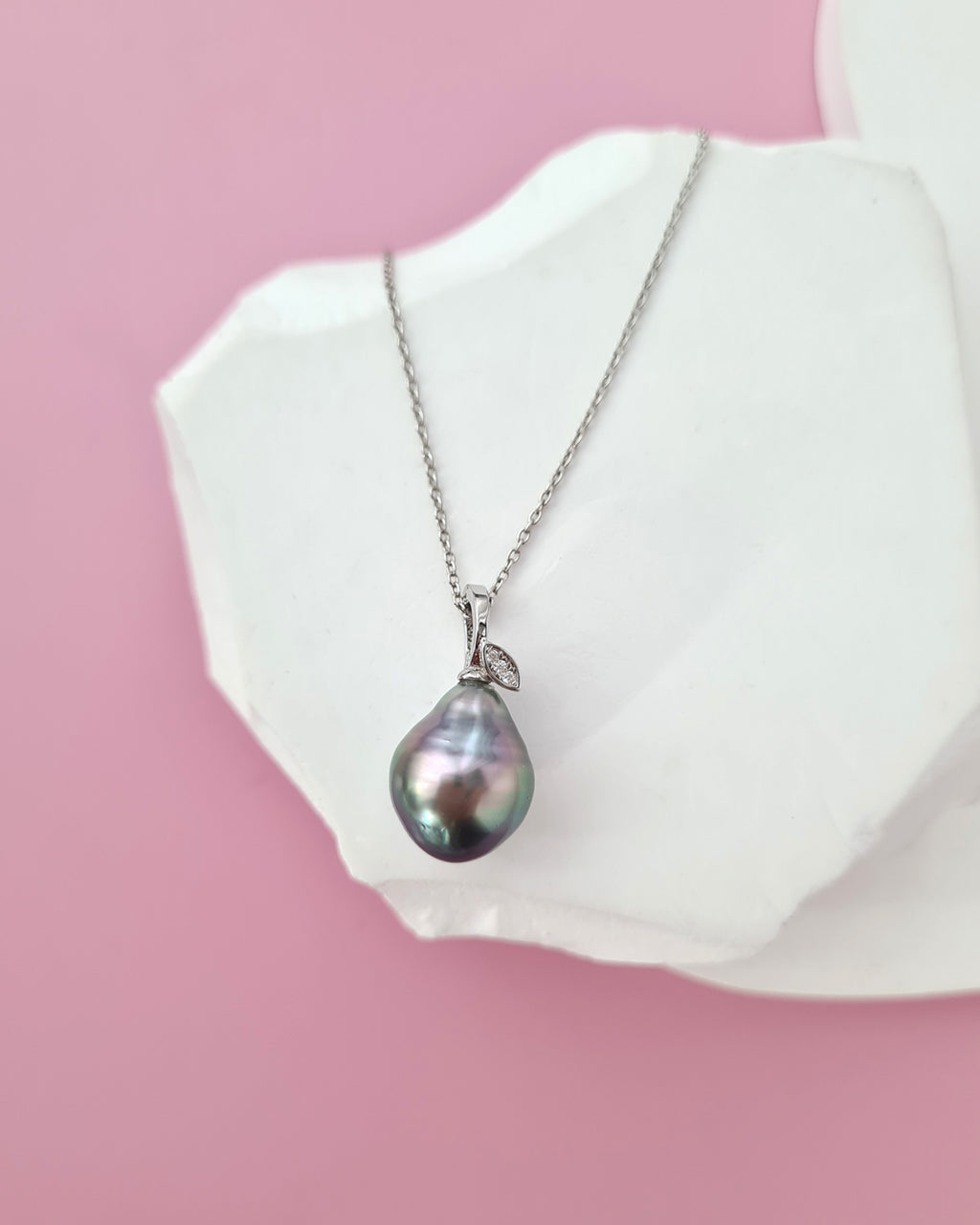 Tahitian Pearl Necklace - Pear Pendant, modern elegant pearl jewelry in Singapore