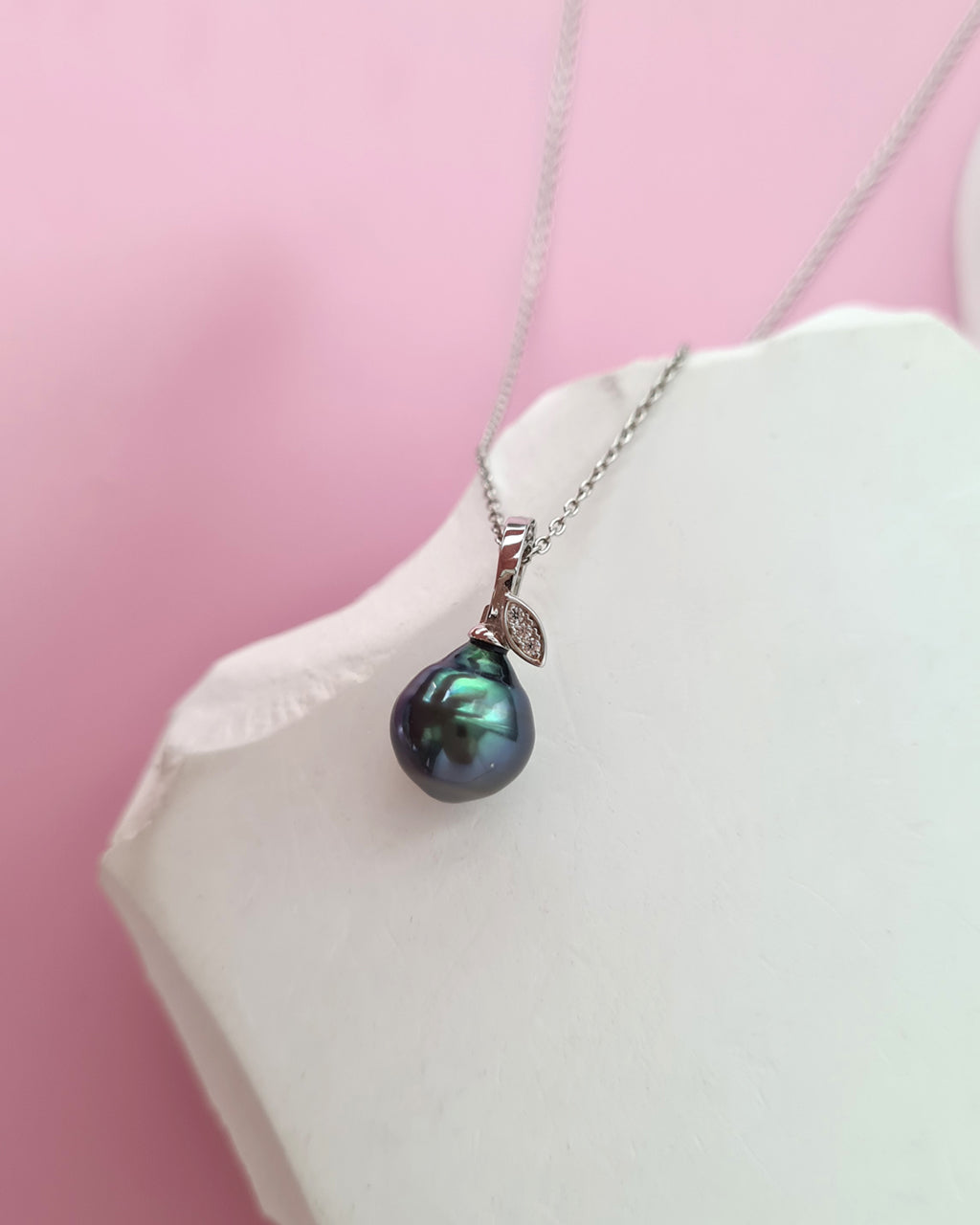 Tahitian Pearl Necklace - Pear Pendant, modern elegant pearl jewelry in Singapore