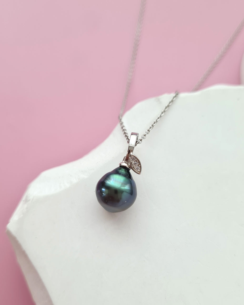 Tahitian Pearl Necklace - Pear Pendant, modern elegant pearl jewelry in Singapore
