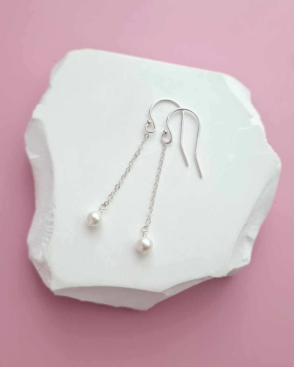 Tiny Pearl Floating Station Necklace Wedding Jewelry Set, Bracelet and Earrings, Timeless Pearl in Singapore