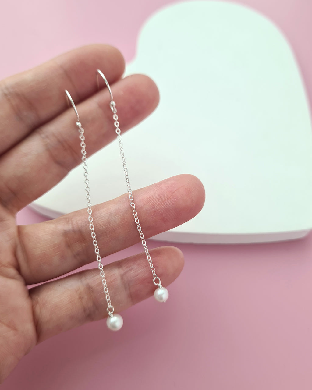 Tiny Pearl Floating Station Necklace Wedding Jewelry Set, Bracelet and Earrings, Timeless Pearl in Singapore