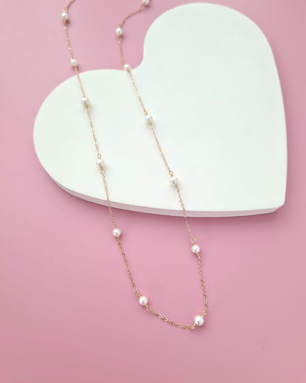 Tiny Pearl Floating Station Necklace Jewelry Set, Bracelet and Earrings, Timeless Pearl in Singapore