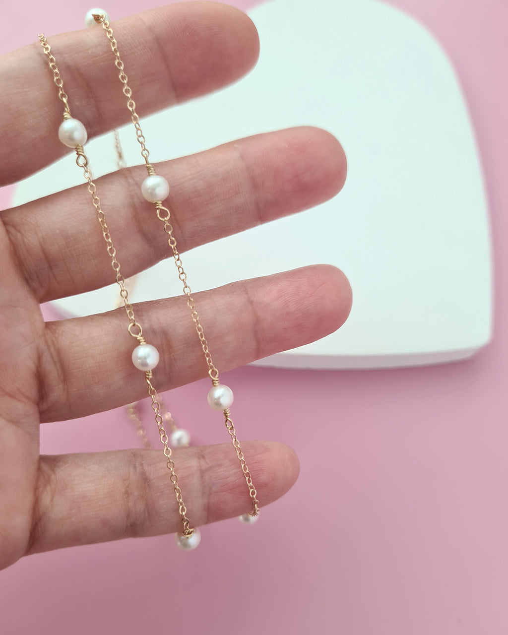 Tiny Pearl Floating Station Necklace Jewelry Set, Bracelet and Earrings, Timeless Pearl in Singapore