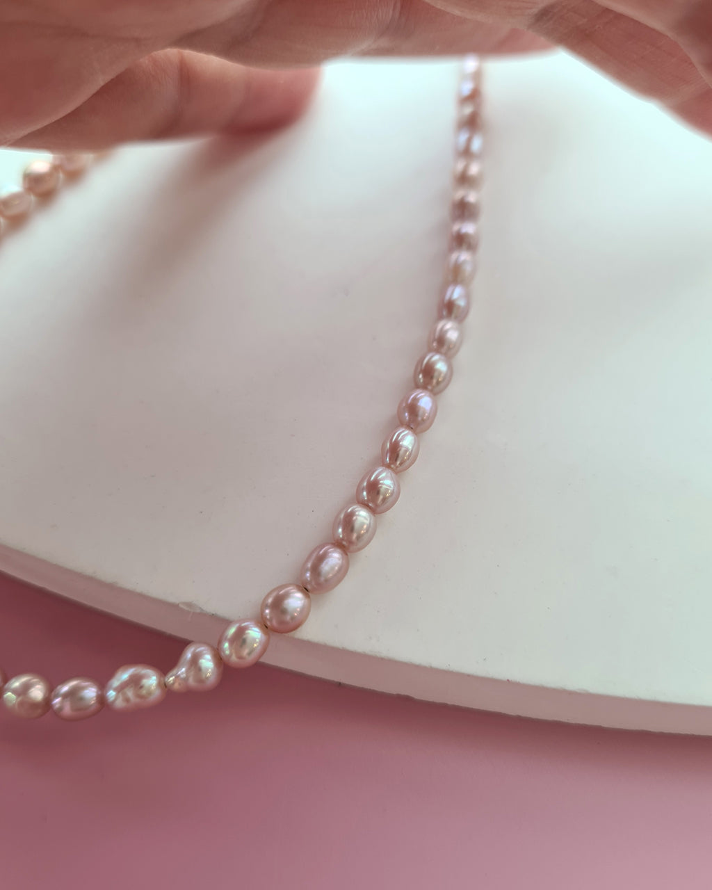 Tiny Pink Keshi Pearl Necklace, Handmade Pearl Jewelry in Singapore