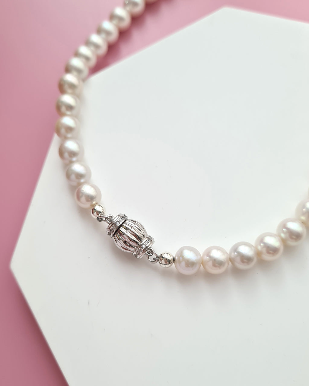 White Pearl Strand Necklace, Classic Pearl Jewelry in Singapore
