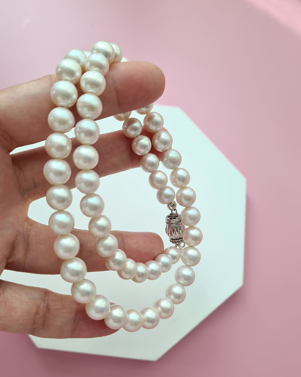 White Pearl Strand Necklace, Classic Pearl Jewelry in Singapore