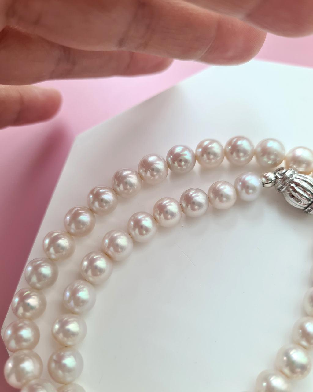 White Pearl Strand Necklace, Classic Pearl Jewelry in Singapore