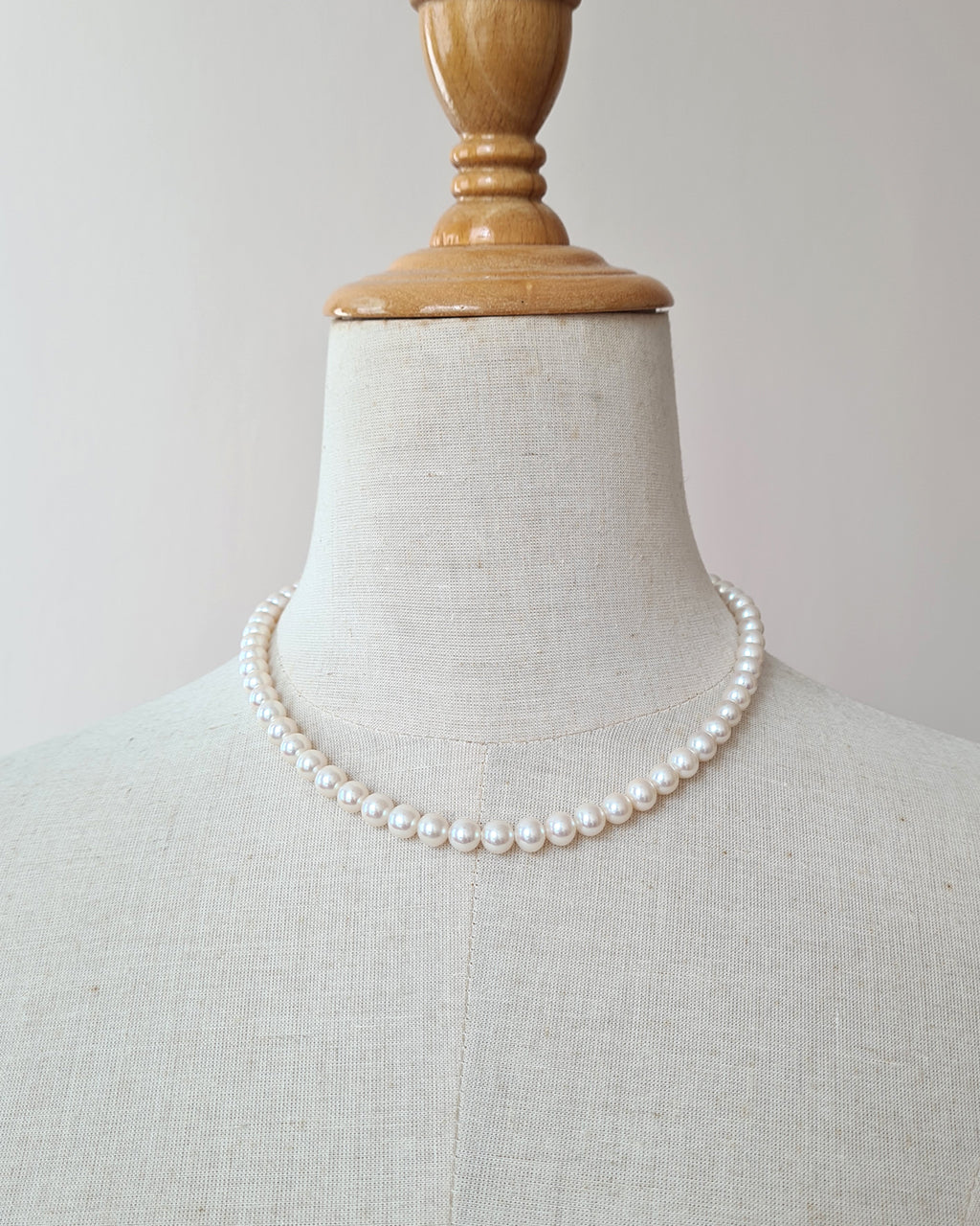 White Pearl Strand Necklace with Designer Floral Clasp, Handmade Modern Pearl Jewelry in Singapore