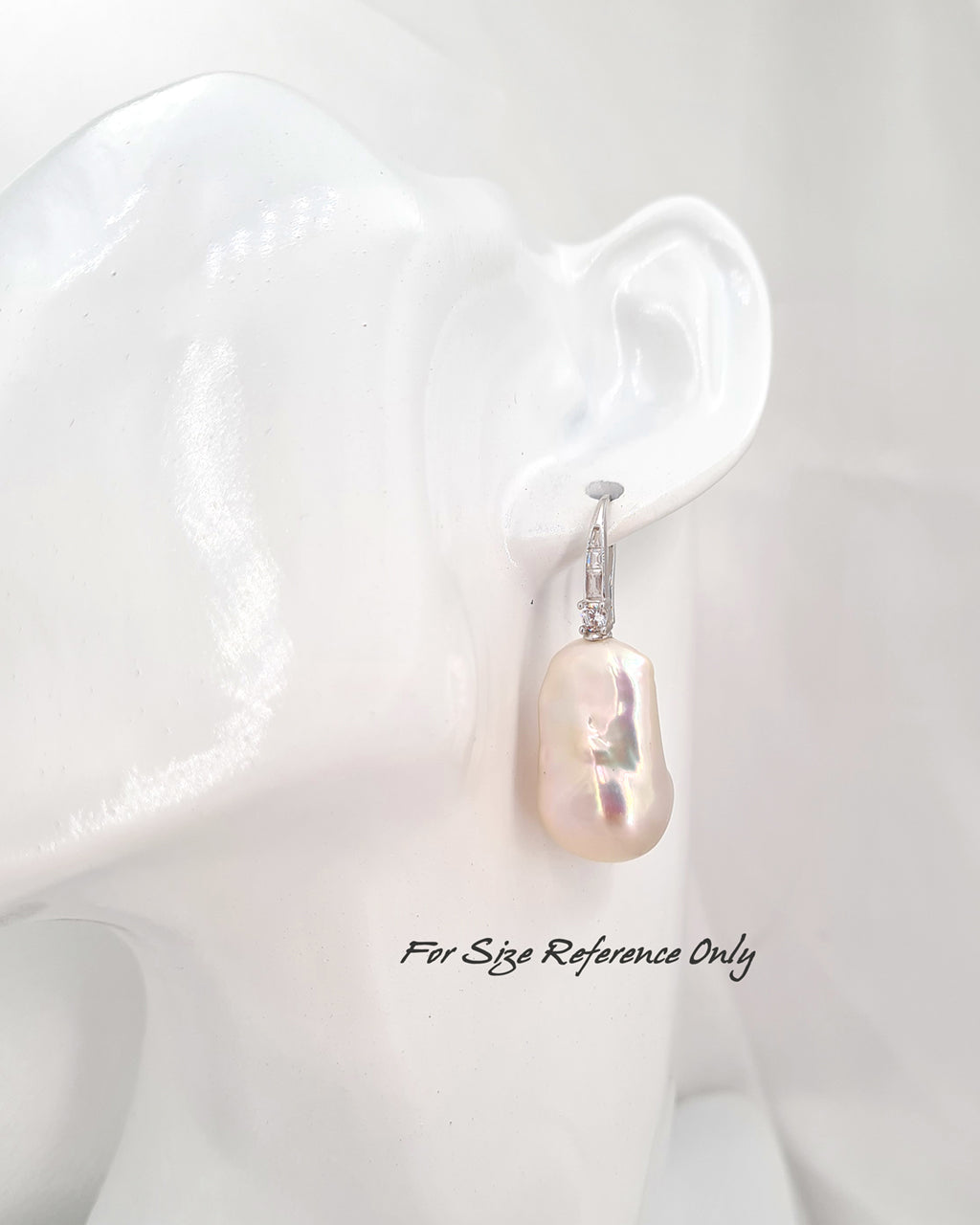 Big White Freshwater Baroque Pearl Earrings for Brides and Wedding