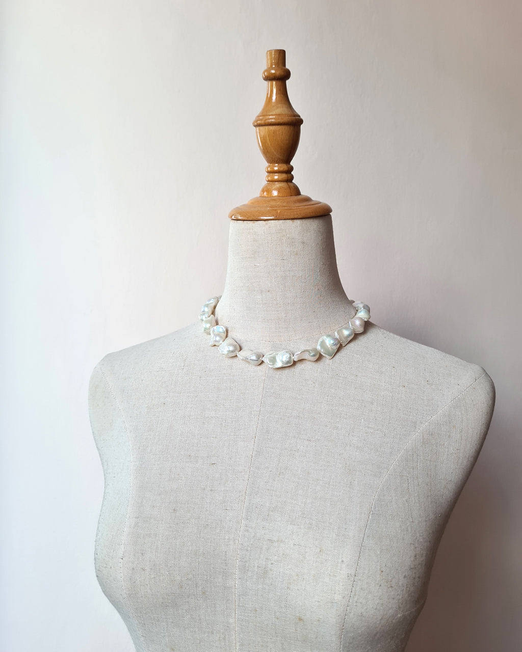 White Baroque Pearl Strand Necklace - Rainbow Radiance Pearl Jewelry in Singapore