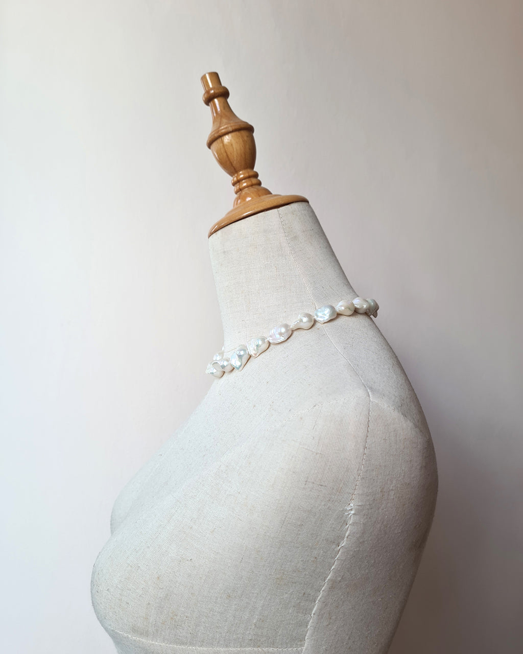 White Baroque Pearl Strand Necklace - Rainbow Radiance Pearl Jewelry in Singapore