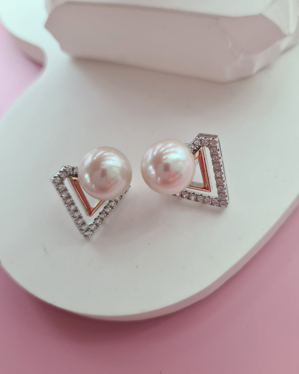 White Pearl Earrings - Detachable Jacket Stud Earrings