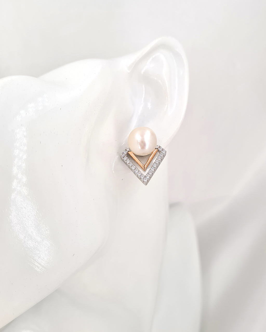 White Pearl Earrings - Detachable Jacket Stud Earrings