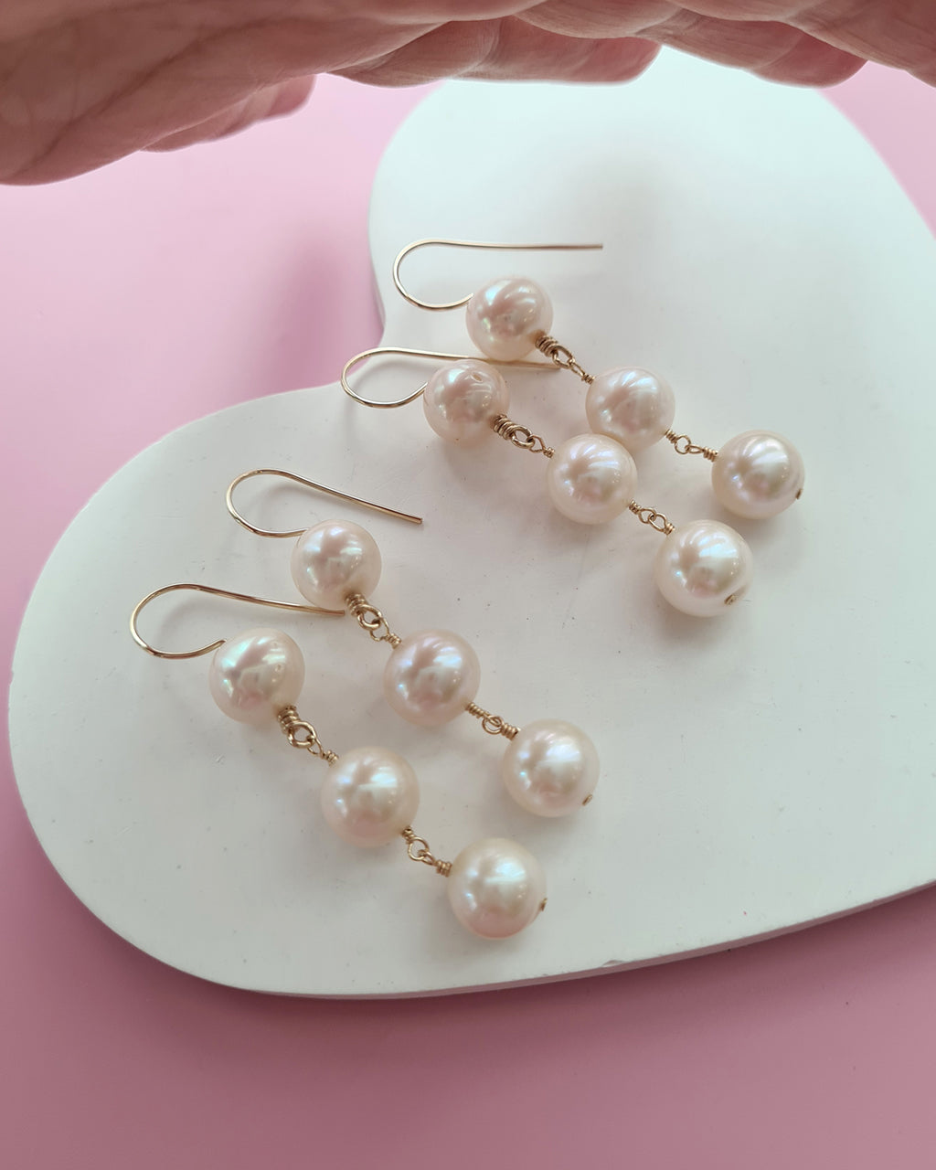 Elegant Freshwater Pearl Dangle Earrings - 10mm+ Pearl 14k Gold Filled Jewelry in Singapore