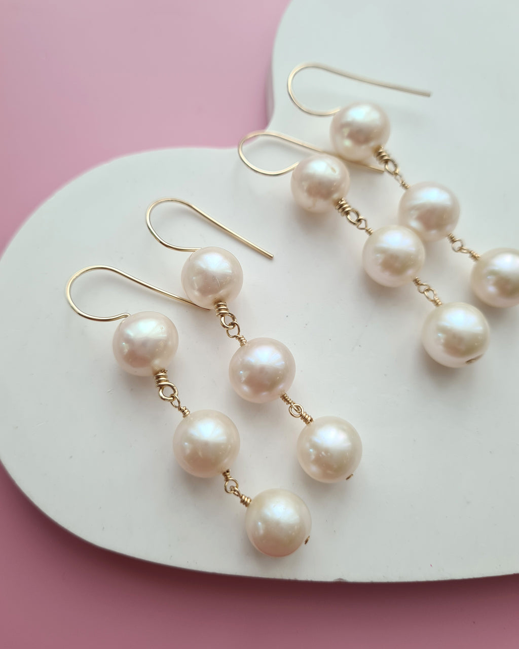 Elegant Freshwater Pearl Dangle Earrings - 10mm+ Pearl 14k Gold Filled Jewelry in Singapore