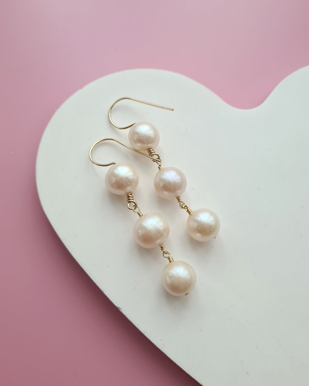 Elegant Freshwater Pearl Dangle Earrings - 10mm+ Pearl 14k Gold Filled Jewelry in Singapore