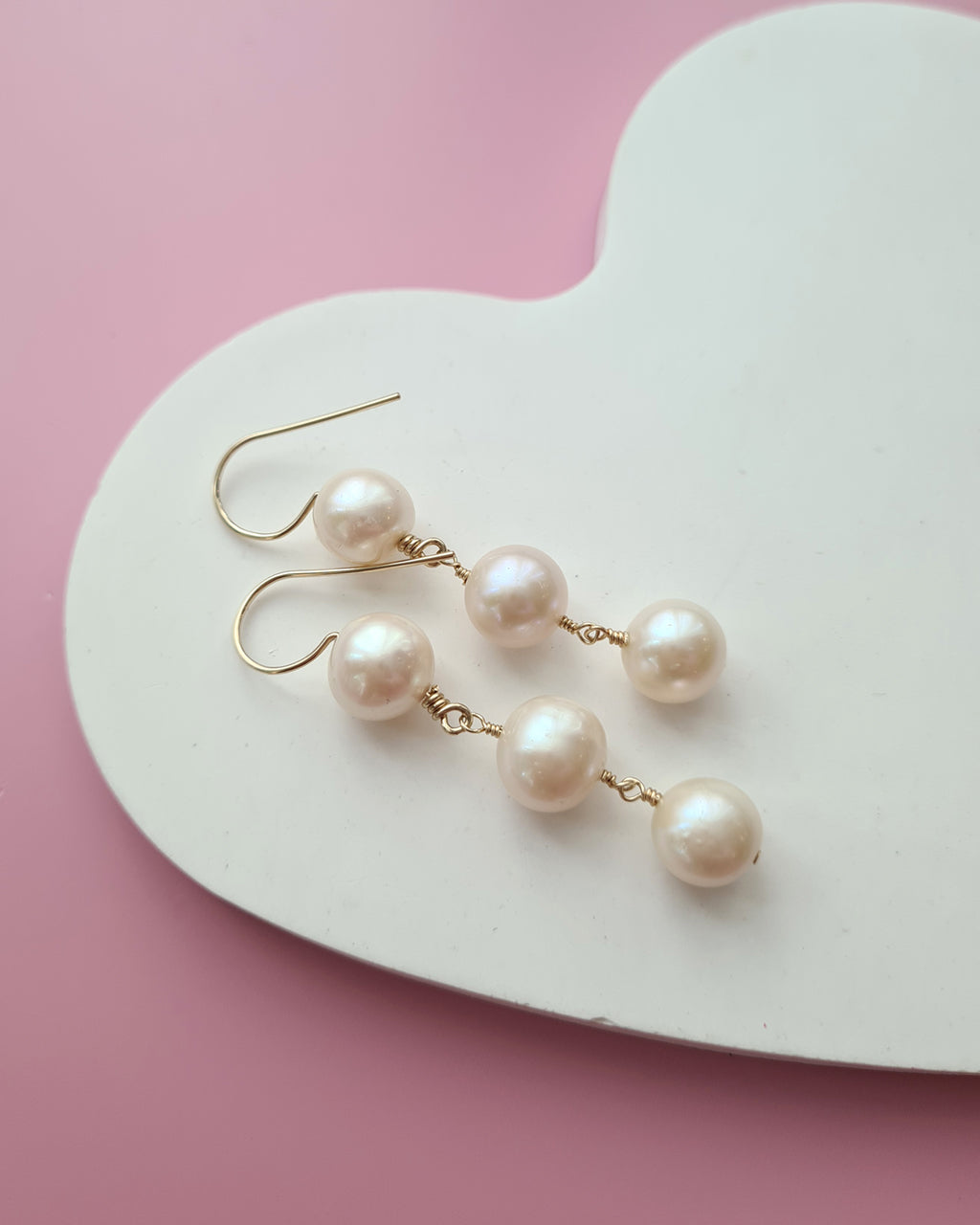 Elegant Freshwater Pearl Dangle Earrings - 10mm+ Pearl 14k Gold Filled Jewelry in Singapore