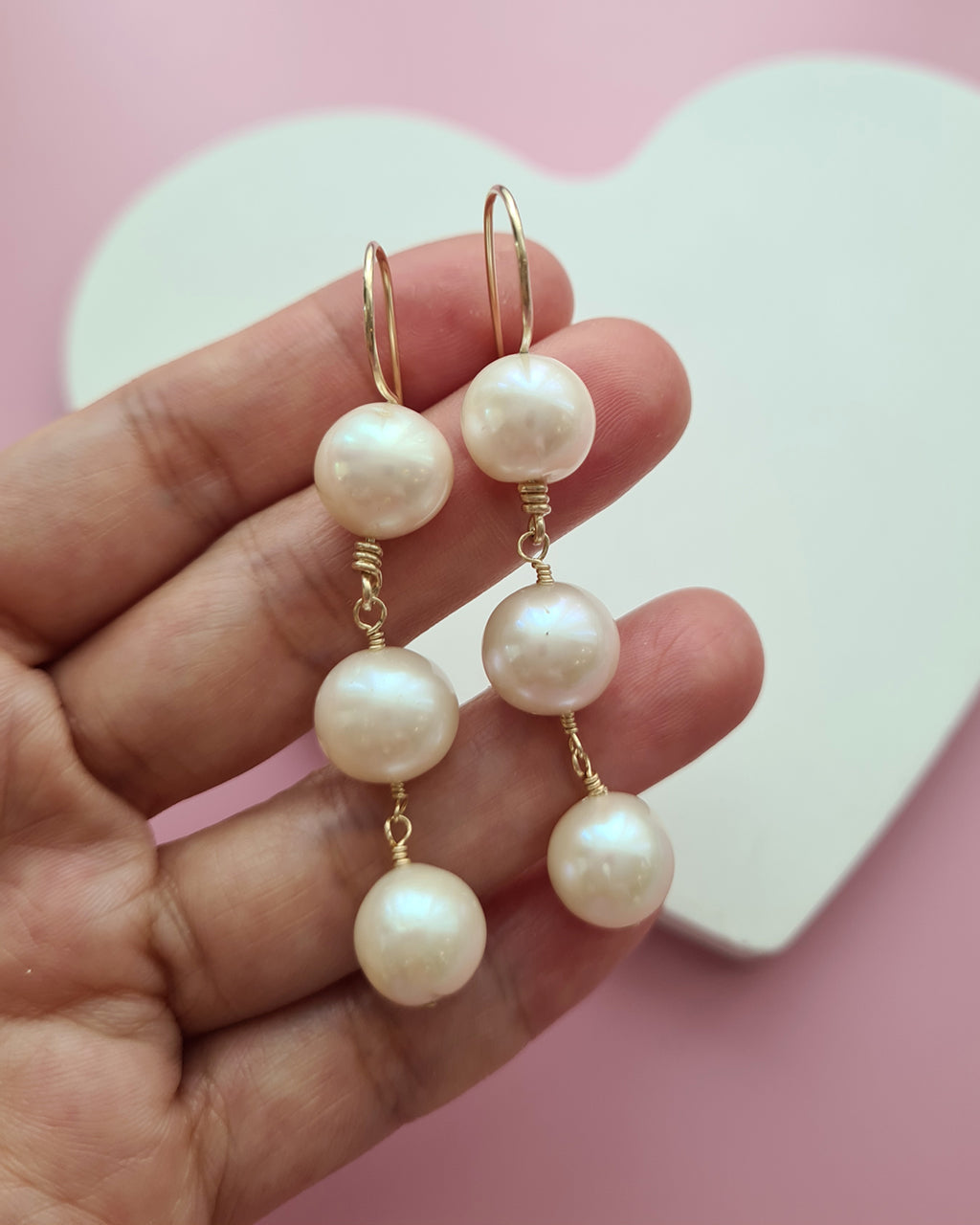 Elegant Freshwater Pearl Dangle Earrings - 10mm+ Pearl 14k Gold Filled Jewelry in Singapore