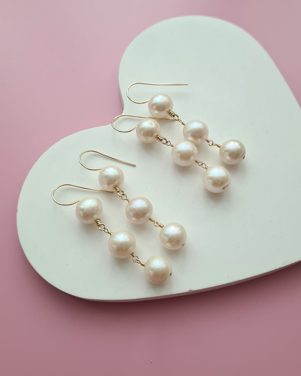 Elegant Freshwater Pearl Dangle Earrings - 10mm+ Pearl 14k Gold Filled Jewelry in Singapore
