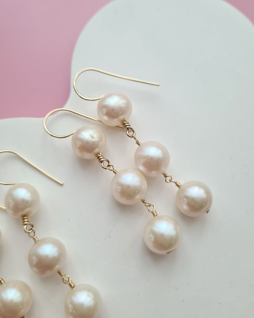 Elegant Freshwater Pearl Dangle Earrings - 10mm+ Pearl 14k Gold Filled Jewelry in Singapore