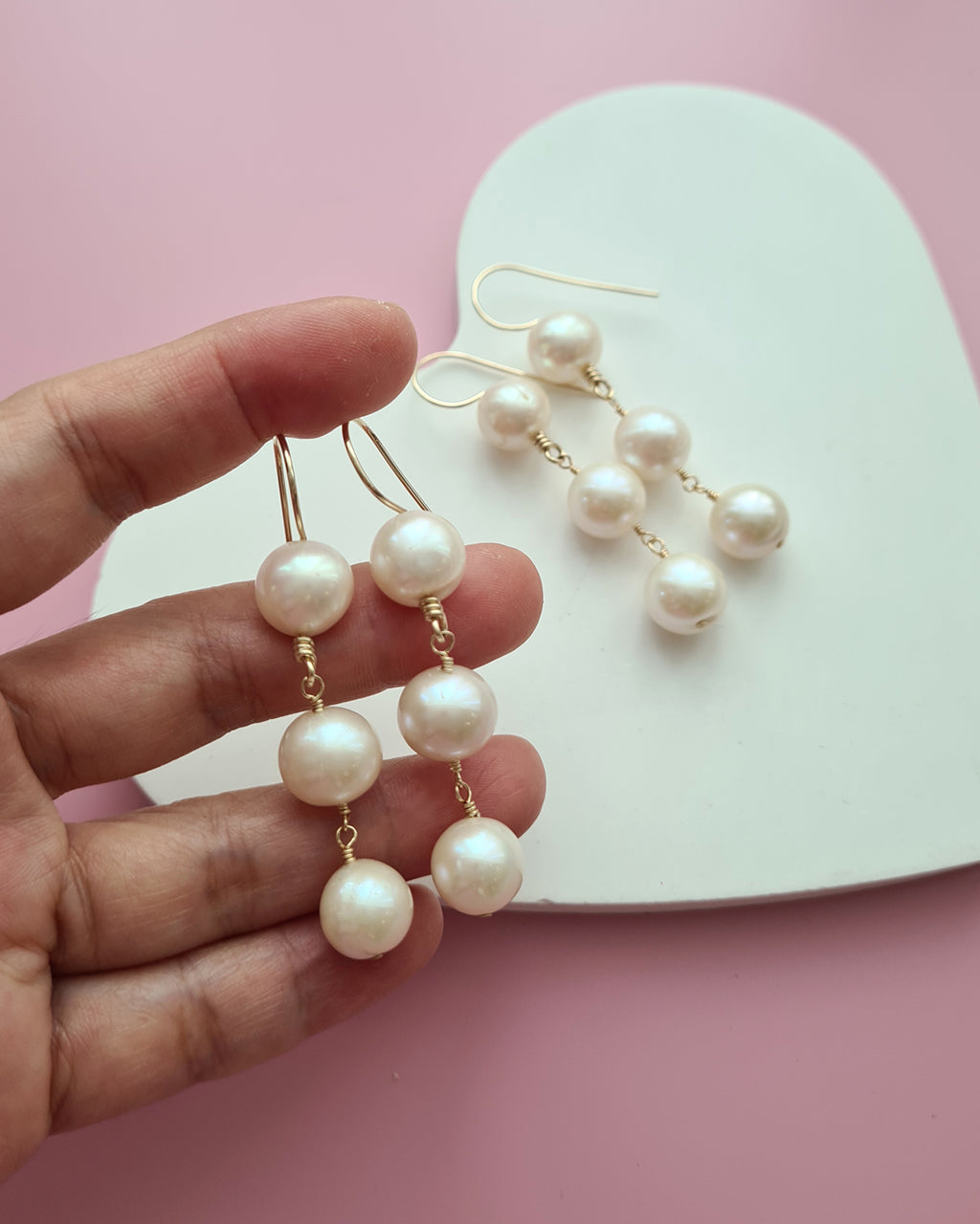 Elegant Freshwater Pearl Dangle Earrings - 10mm+ Pearl 14k Gold Filled Jewelry in Singapore