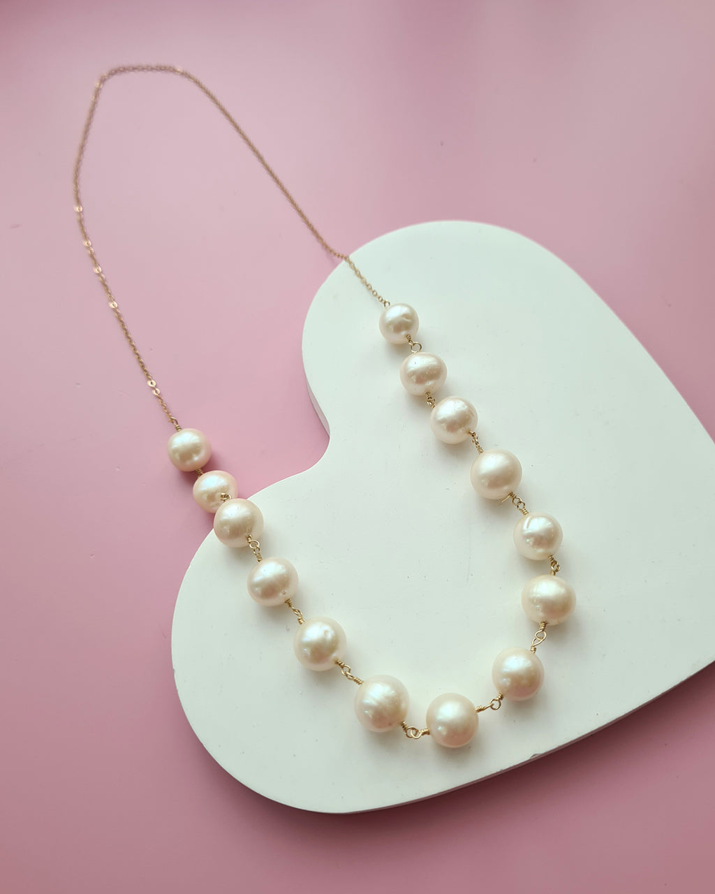 Elegant 10mm+ Freshwater Pearl Necklace - 14k Gold Filled