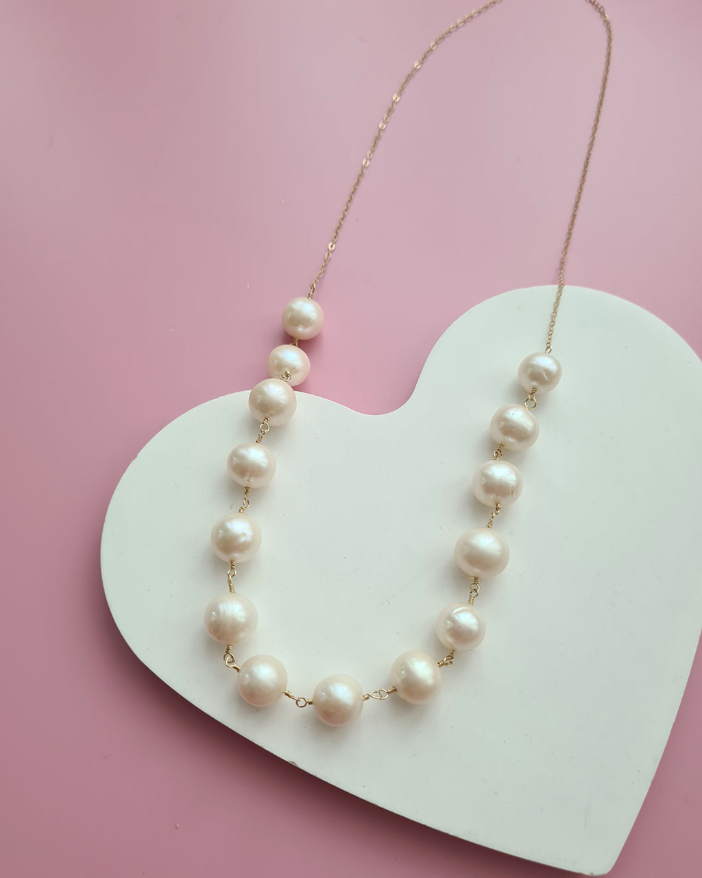 Elegant 10mm+ Freshwater Pearl Necklace - 14k Gold Filled