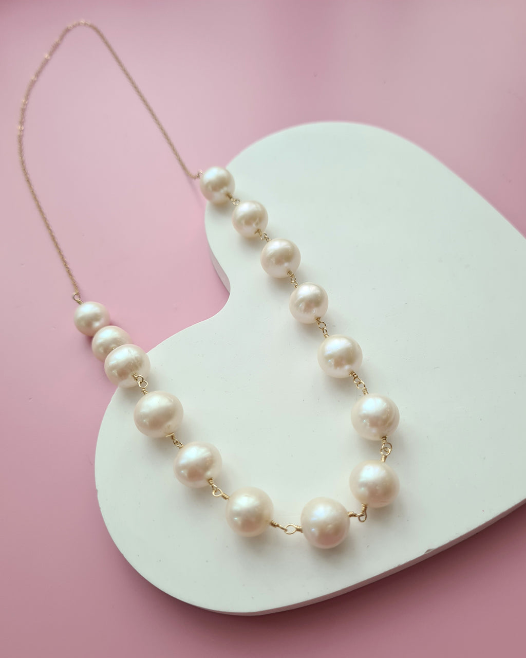Elegant 10mm+ Freshwater Pearl Necklace - 14k Gold Filled