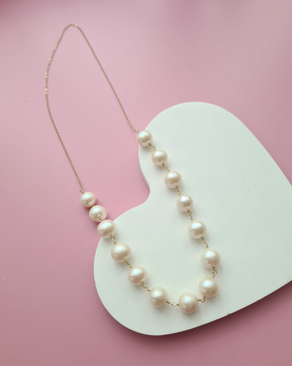 Elegant 10mm+ Freshwater Pearl Necklace - 14k Gold Filled