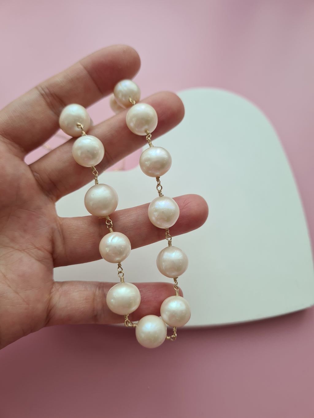 Elegant 10mm+ Freshwater Pearl Necklace - 14k Gold Filled