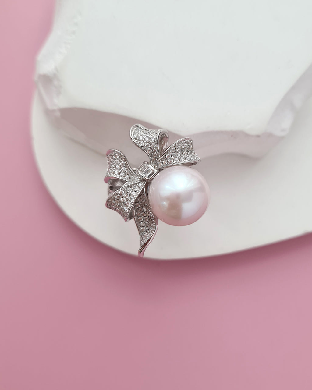 12mm Freshwater White Pearl Ring - Ribbon Statement Pearl Ring in Singapore
